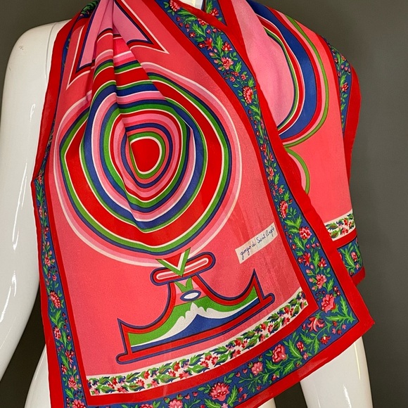 Stunning Vintage Giorgio Sant Angelo Scarf 15 In by 44 In Excellent Condition - Picture 5 of 7